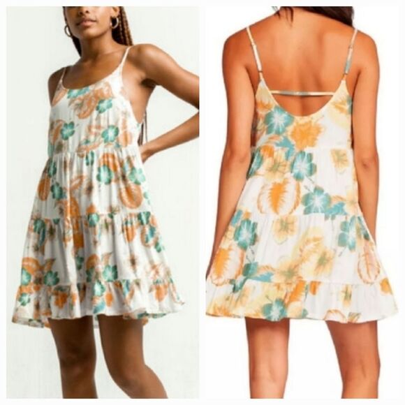 🔹️🔺️NWT Roxy White Lightweight Hibiscus Sun Dress XSmall - Picture 1 of 12